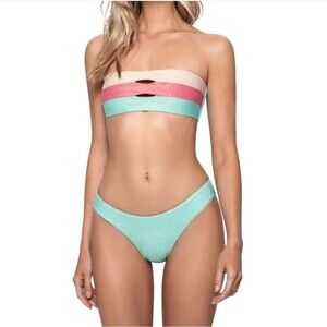 PQ Color Block Bikini in Divine Tan Bottoms Sz D Top/ L Bottom